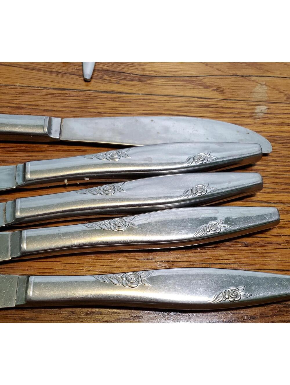 Rose duet, Oneida, Stainless flatware, 19 pieces, Silverware, mcm